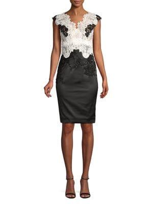 Mandalay Two-tone Embroidered Sheath Dress