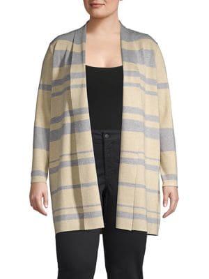 Calvin Klein Plus Multi-striped Open Cardigan