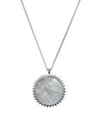 Lucky Brand Malibu Glamping Key Item Silvertone, Two-tone Mother-of-pearl & Crystal Reversible Pendant Necklace