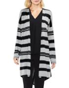 Vince Camuto Colorblocked Stripe Open-front Cardigan