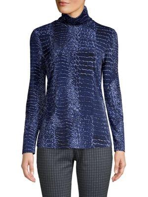 H Halston Snake-print Turtleneck