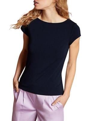 Brooks Brothers Red Fleece Ruched Boatneck Top