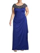 Xscape Plus Embellished Side Ruched Gown