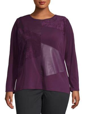 Calvin Klein Plus Mixed Media Crewneck Top