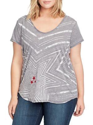 William Rast Plus Starbust Raw-edge Tee
