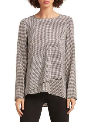 Donna Karan Silk Houndstooth Top