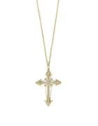 Effy D'oro Diamond And 14k Yellow Gold Cross Pendant Necklace