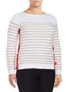 Joan Vass Striped Lace-up Sweater