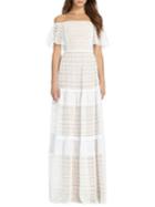Ml Monique Lhuillier Off-the-shoulder Lace Gown