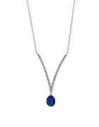 Effy Sapphire, Diamond And 14k White Gold Necklace, 0.57tcw
