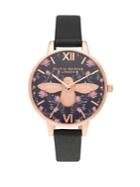 Olivia Burton Meant To Bee Logo Leather-strap Watch