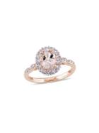 Sonatina 14k Rose Gold, Morganite, White Topaz And Diamond-accent Halo Vintage Ring