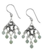 Lord & Taylor Marcasite And Jade Chandelier Earrings