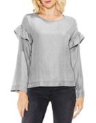 Two By Vince Camuto Long-sleeve Ruffled Shoulder Blouse