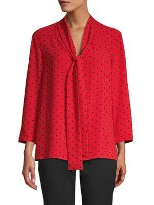 Anne Klein Polka Dot Long-sleeve Top