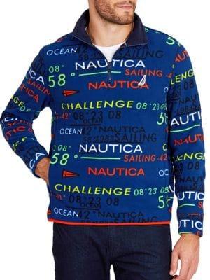 Nautica Classic Fit Half-zip Placket Printed Pullover