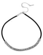 Kenneth Cole New York Silvertone Seed Bead And Leather Necklace