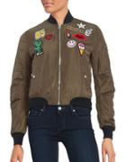 Design Lab Lord & Taylor Patched Bomber Jacket