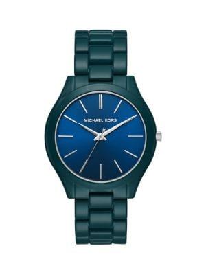 Michael Kors Slim Runway Three-hand Blue Stainless Steel Watch