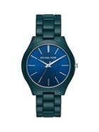Michael Kors Slim Runway Three-hand Blue Stainless Steel Watch