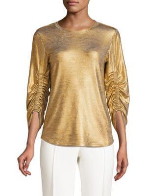 Kobi Halperin Calisa Ruched Metallic Top