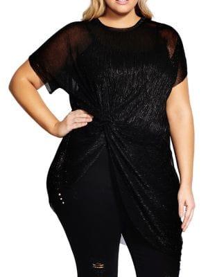 City Chic Plus Plus Metallic Kiss Top