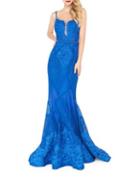 Mac Duggal Floral Lace Mermaid Gown