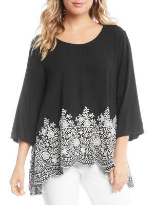 Karen Kane Embroidered Three-quarter Sleeve Top
