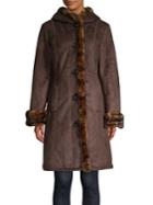 Gallery Petite Plush Faux Fur Trim Walker Coat