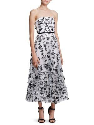 Marchesa Notte Floral-embellished Fit-&-flare Gown