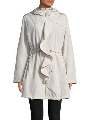 Donna Karan Ruffled-trim Hooded Jacket