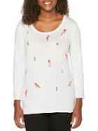 Rafaella Petite Bird-print Long-sleeve Top