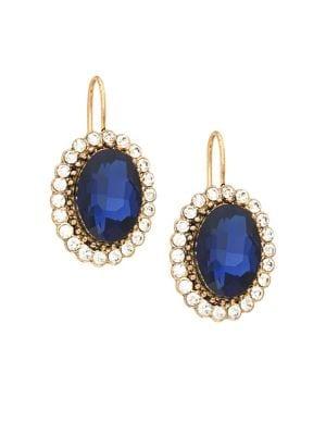 Design Lab Glass Stone Oval Drop Hook Earrings