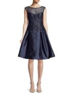 Adrianna Papell Sequin-embroidered Fit-&-flare Dress
