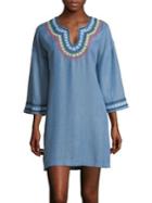 Tommy Bahama Tencel Chambray Embroidered Chambray Coverup Tunic