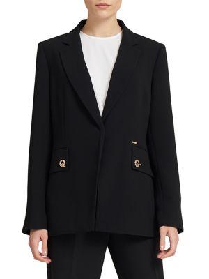 Donna Karan Long Grommet Button Blazer