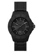 Versus Versace Tokyo Silvertone Black Silicone Strap Watch