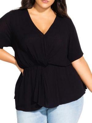 City Chic Plus Cross Over Front Blouse
