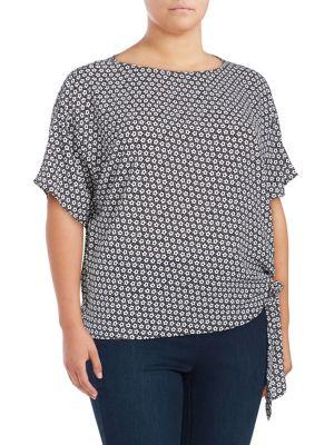 Michael Michael Kors Plus Floral-print Tie Blouse