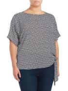 Michael Michael Kors Plus Floral-print Tie Blouse