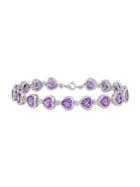 Sonatina Sterling Silver And Amethyst Heart Link Bracelet