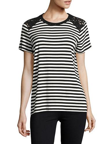 Karl Lagerfeld Paris Embroidered Striped Top