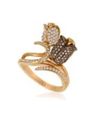 Le Vian Chocolatier 0.80 Tcw Diamond And 14k Rose Gold Flower Ring