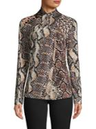 Elie Tahari Snake-print Long-sleeve Blouse