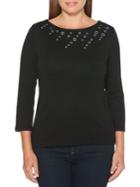 Rafaella Embellished Three-quarter Sleeve Top