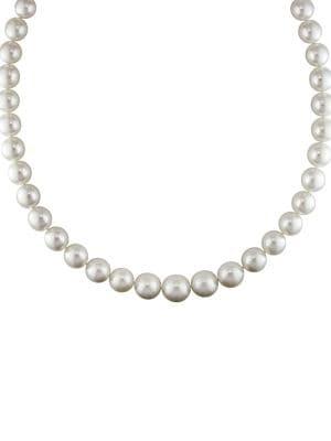Sonatina 14k White Gold, 9-12mm White South Sea Graduated Pearl & Diamond Strand Necklace