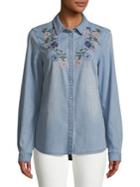 Vero Moda Jenny Embroidered Chambray Button-down Shirt