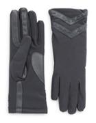 Isotoner Leather-accented Chevron Tech Gloves