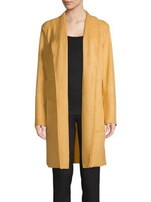 Premise Open Faux Leather Cardigan