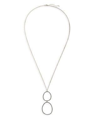 Sole Society Silvertone And Glass Stone Hoop Pendant Necklace